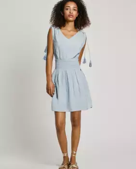 Короткое платье со сборкой на талии Pepe Jeans, голубой