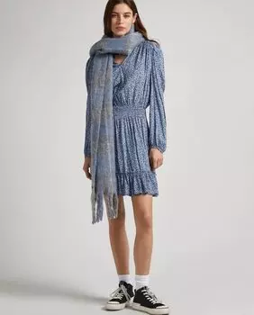 Короткое платье со сборкой на талии и цветочным принтом Pepe Jeans, мультиколор