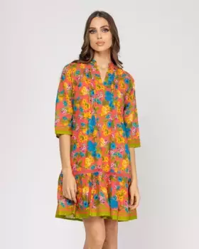 Короткое платье со складками спереди Niza, коралловый