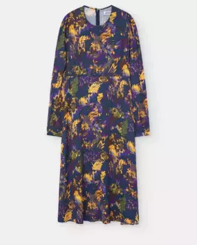 Короткое платье со складкой на манжете и круглым вырезом Loreak Mendian, фиолетовый