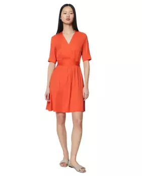 Короткое платье со скрещенным вырезом из атласной ткани MARC O'POLO, оранжевый