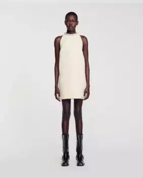 Короткое платье со стразами на шее Sandro, белый