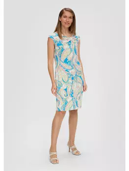 Короткое платье sOliver BLACK LABEL kurz, цвет creme-mehrfarbig