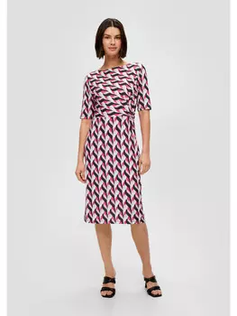 Короткое платье sOliver BLACK LABEL kurz, цвет rot-schwarz-mehrfarbig