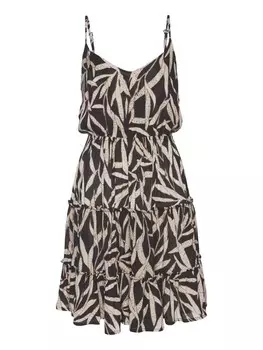 Короткое платье sOliver Sommer, цвет schwarz-sand bedruckt