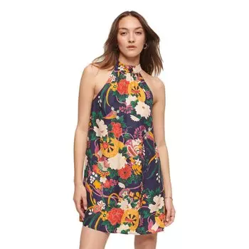 Короткое платье Superdry High Neck Long Sleeve, разноцветный