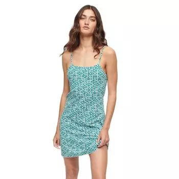 Короткое платье Superdry Printed Cami Jersey Long Sleeve, зеленый