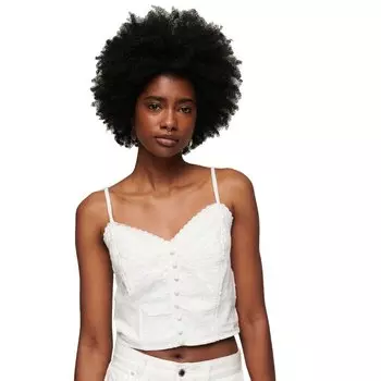 Короткое платье Superdry Vintage Embroidered Cami Sleeveless, белый