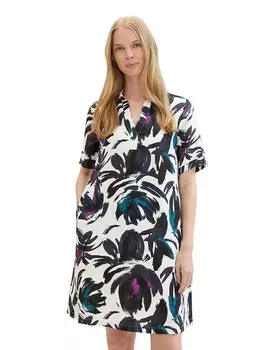 Короткое платье Tom Tailor, цвет creme/schwarz