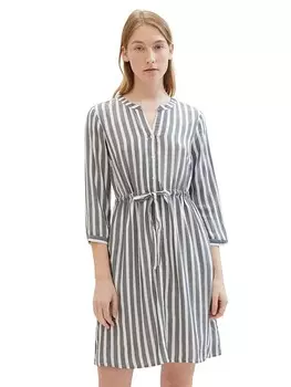 Короткое платье Tom Tailor, цвет dunkelblau/wei