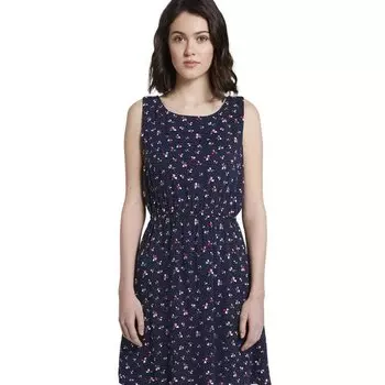 Короткое платье Tom Tailor Sleeveless With A Floral Pattern, синий
