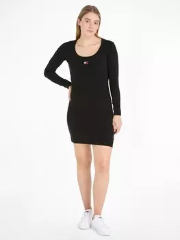 Короткое платье TOMMY JEANS Strickkleid, черный