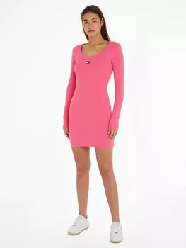 Короткое платье TOMMY JEANS Strickkleid, розовый