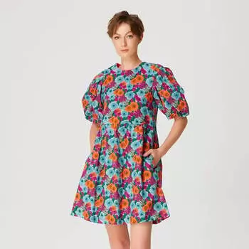 Короткое платье-трапеция с цветочным принтом S&J Weekends, мультиколор