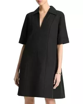 Короткое платье-трапеция с короткими рукавами Vince, черный