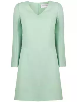 Короткое платье-трапеция с V-образным вырезом VALENTINO GARAVANI, зеленый