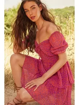 Короткое платье trendyol, цвет lila/orange