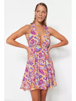 Короткое платье trendyol, цвет lila/orange