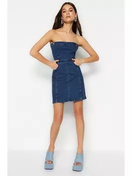 Короткое платье trendyol Jeans, темно-синий