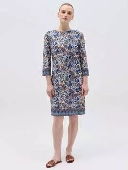 Короткое платье-труба с узором Hybrid, цвет blue/brown