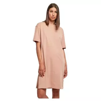 Короткое платье Urban Classics Organic Oversized Slit Short Sleeve, бежевый