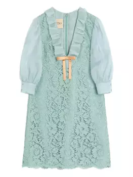 КОРОТКОЕ ПЛАТЬЕ Valentino Garavani ИЗ ТЯЖЕЛОГО КРУЖЕВА, синий