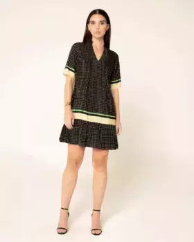 Короткое платье в горошек с контрастным принтом Niza, чёрный