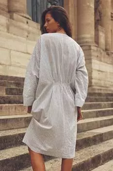 Короткое платье в полоску Zara, синий/белый