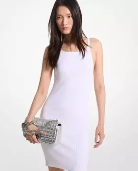 Короткое платье в рубчик на бретелях Michael Michael Kors, белый