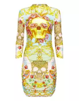 Короткое платье в стиле барокко PHILIPP PLEIN, мультиколор