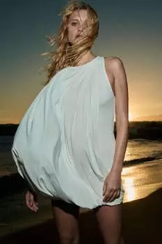 Короткое платье ZARA, белый