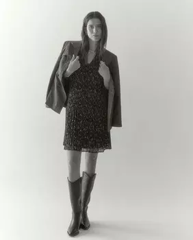 Короткое плиссированное платье с принтом Tintoretto, темно-серый