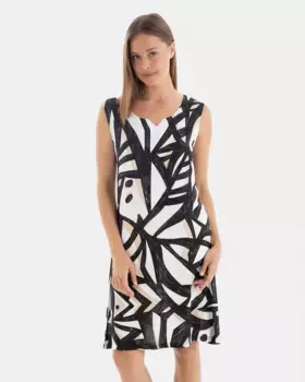 Короткое пляжное платье без рукавов с принтом Massana, черный