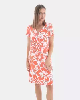Короткое пляжное платье с цветочным принтом и короткими рукавами Massana, оранжевый