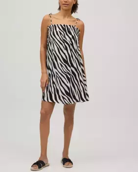 Короткое пляжное платье с принтом «зебра» и завязанными бретелями Ysabel Mora, мультиколор