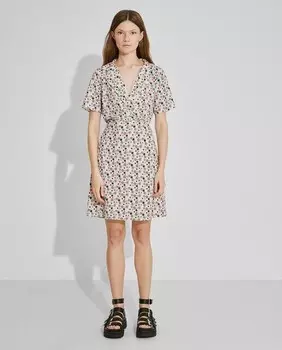 Короткое принтованное платье со сборкой на талии Nalle, мультиколор