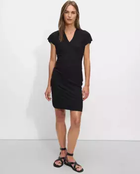 Короткое приталенное платье с однотонным V-образным вырезом Parfois, чёрный