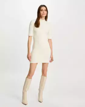 Короткое приталенное трикотажное платье Morgan, цвет Crudo