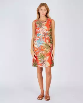 Короткое прямое платье без рукавов с круглым вырезом Derhy, оранжевый