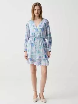 Короткое ярусное платье с цветочным принтом Ovs, цвет green/purple