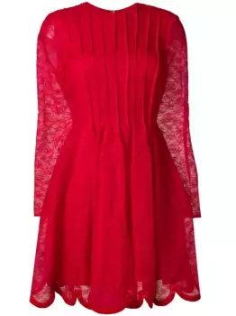 Короткое расклешенное платье с цветочным принтом VALENTINO GARAVANI, красный