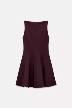 Короткое расклешенное платье ZARA, бордовый