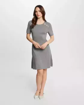 Короткое расклешенное трикотажное платье Morgan, серый