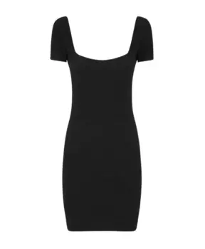 Короткое рельефное платье с открытой спиной Me-Fui, черный