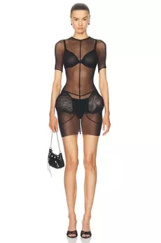 Короткое сетчатое платье из коллаборации с Shayne Oliver Jean Paul Gaultier, черный