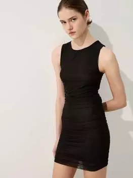 Короткое сетчатое платье со сборками B.Angel, цвет black