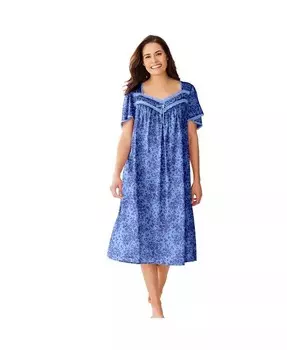 Короткое шелковистое платье с кружевной отделкой только для больших размеров Only Neccessities, синий