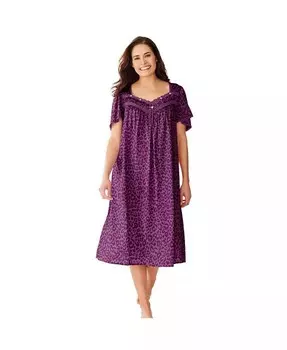 Короткое шелковистое платье с кружевной отделкой только для больших размеров Only Neccessities, фиолетовый