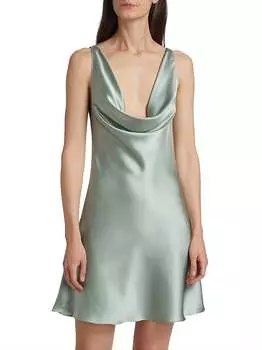 Короткое шелковое платье Mirai цвета морской соли Amanda Uprichard, цвет sea salt