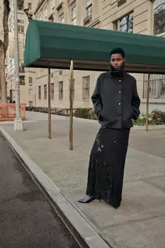 Короткое шерстяное пальто ZARA, темно-серый